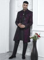 Art Silk Wine Wedding Wear Pattern Pc Readymade Sherwani